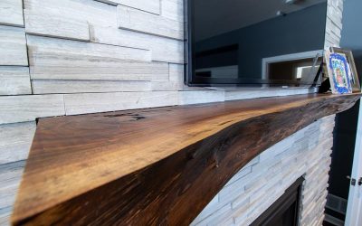 Live edge fireplace mantle
