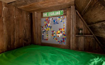 Barnwood loft bed - custom lego board