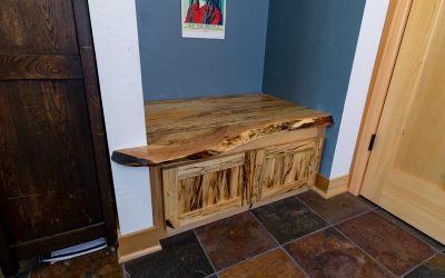 Solid wood live edge storage bench