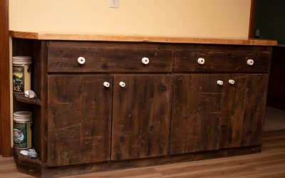 Rustic cabinet with custom butcher block counter top