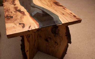 Live edge wood and glass coffee table - legs