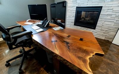Solid wood live edge desk