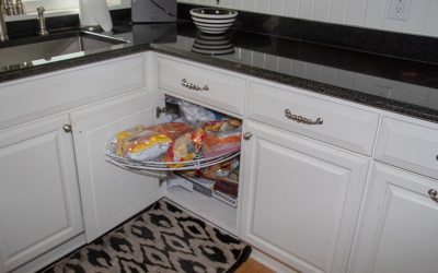 White Custom Kitchen Cabinets - Corner Pull Out Shelf 2 of 3